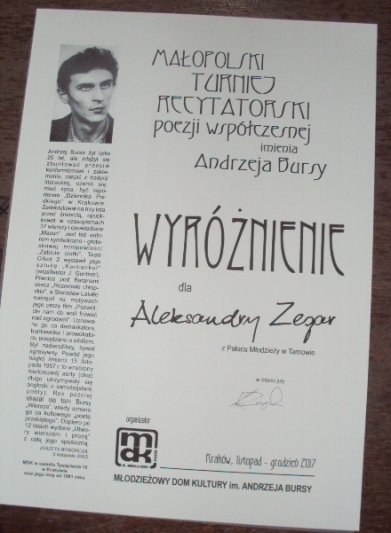 Sukcesy wychowanek pracowni j. polskiego PM w Małopolskim Turnieju Recytatorskim w Krakowie.