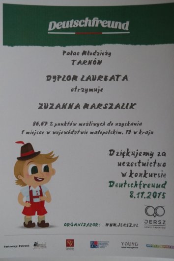 Wysokie lokaty uczestników pracowni języka niemieckiego Pałacu Młodzieży